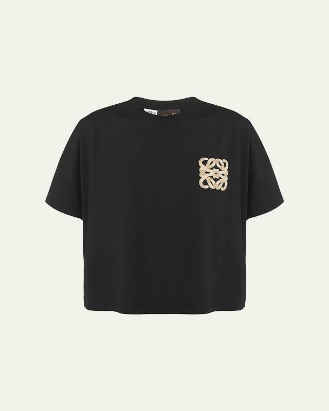 x Paula Ibiza Boxy Fit T-Shirt with Raffia Anagram